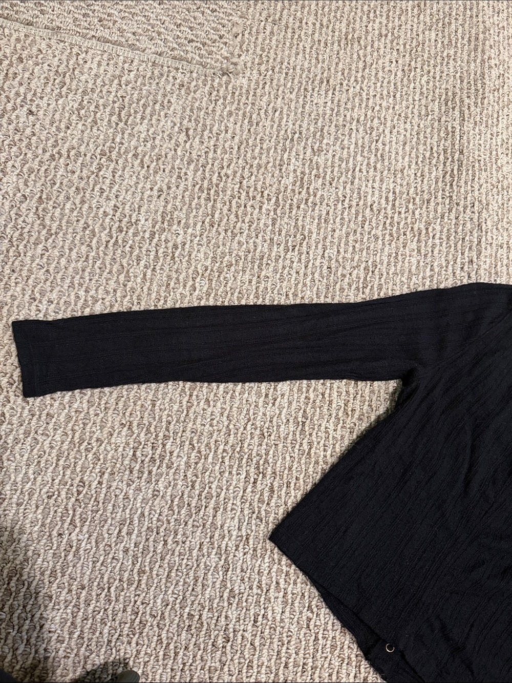 Free People Black Ribbed Button-Front Long Sleeve Top - Picture 4 of 6